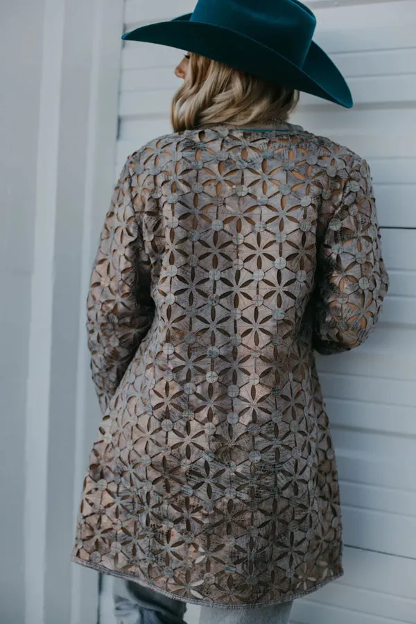 ABF 0926 Bronze with Turquoise Trim Leather Jacket