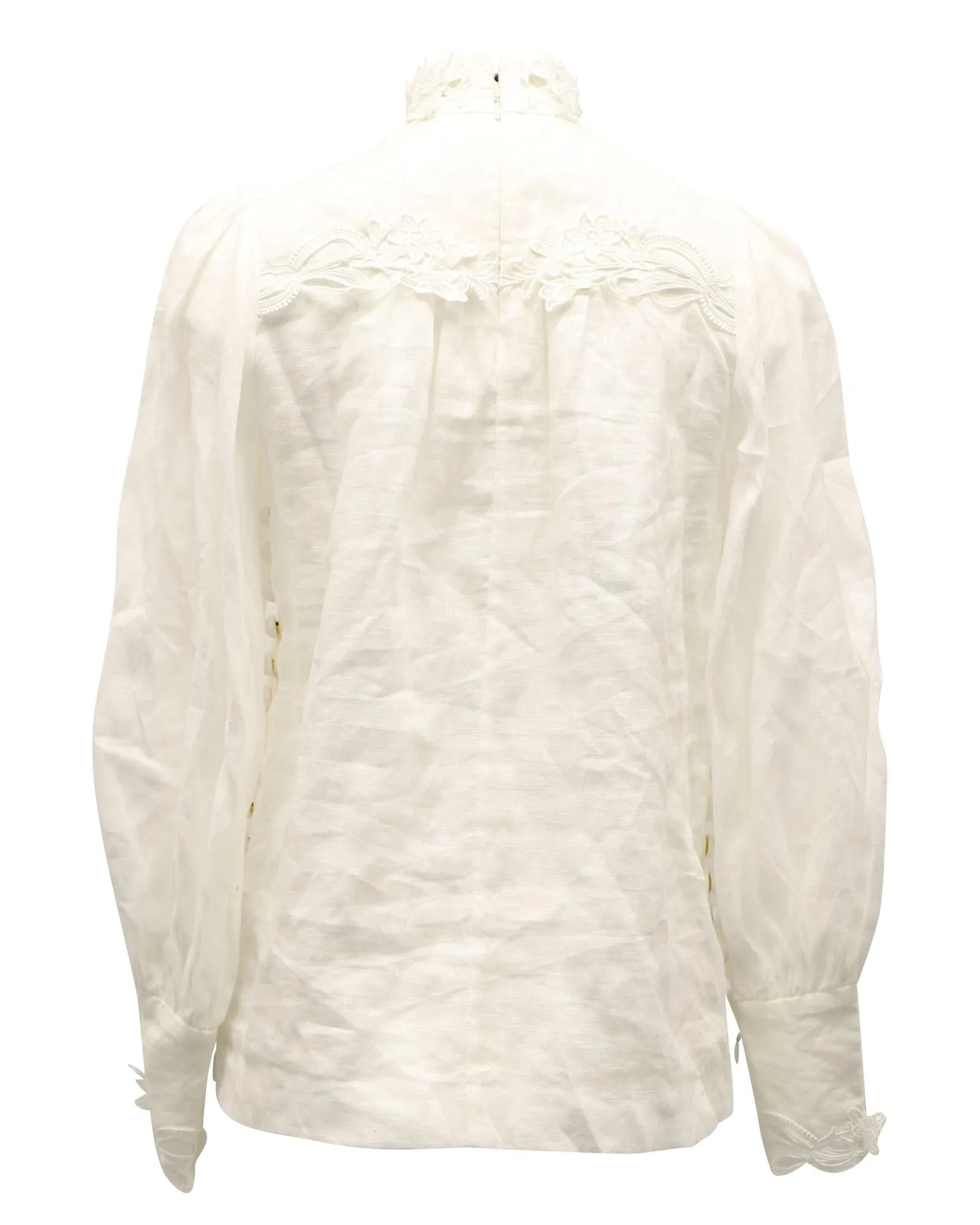 Airy Linen Longsleeve Blouse with Subtle Lace Detail
