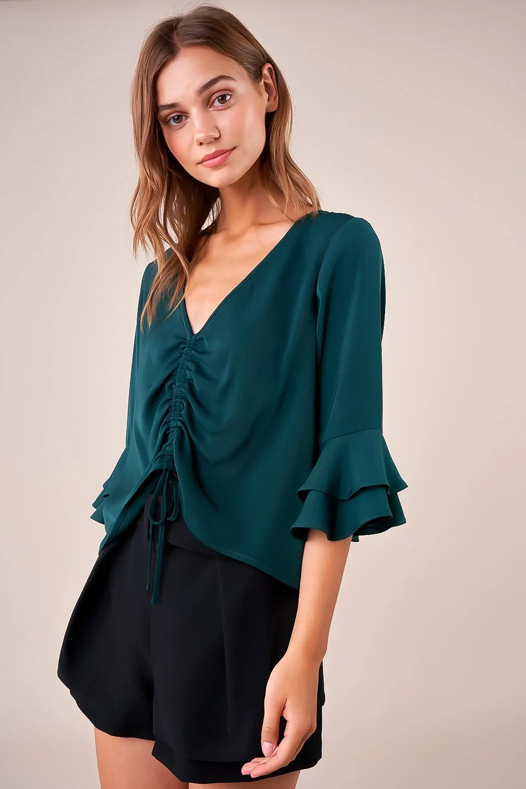 Boston Ruched Bell Sleeve Top