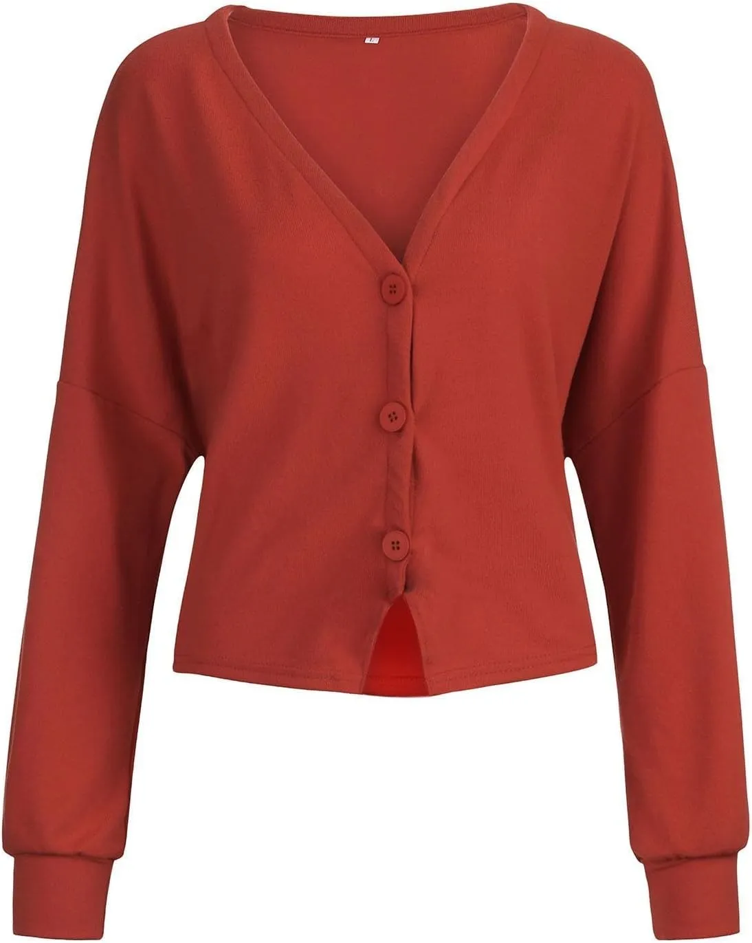 Cardigan Sweater for Women Cropped Knit Cardigans Open Front V-Neck Crochet Solid Sweaters Long Sleeve Button Up Tops