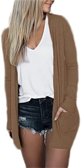 Cardigans for Women 2024 Fall Open Front Cardigan Coat Casual Lightweight Long Sleeve Solid Tops Blouses with Pockets