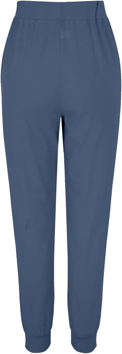 Casual Pants For Women Linen Elastic Waist Trousers Summer Baggy Straight Leg Comfort Tapered Pants with Pockets