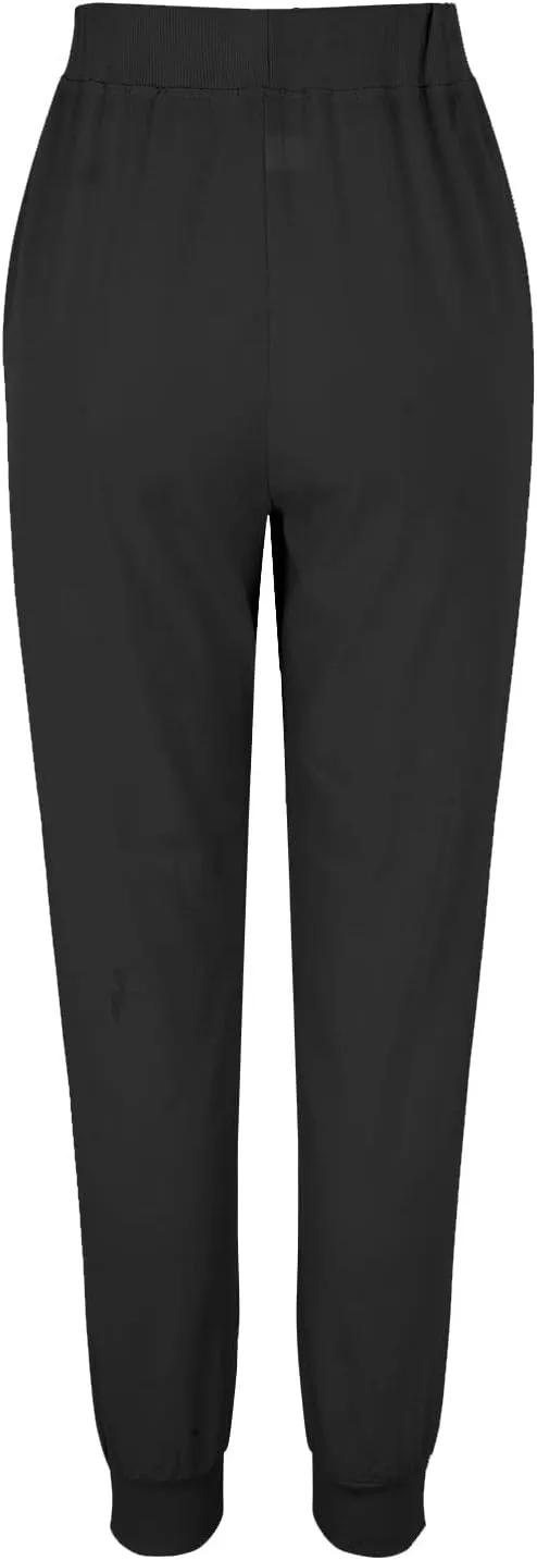 Casual Pants For Women Linen Elastic Waist Trousers Summer Baggy Straight Leg Comfort Tapered Pants with Pockets