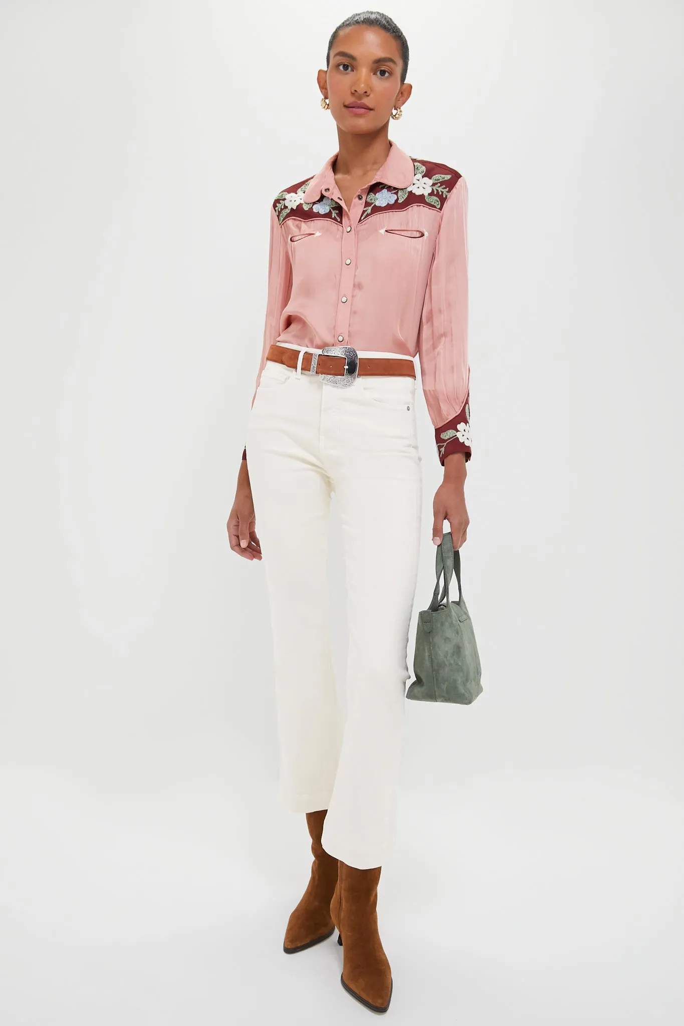 Cognac and Silver Levi Suede Belt