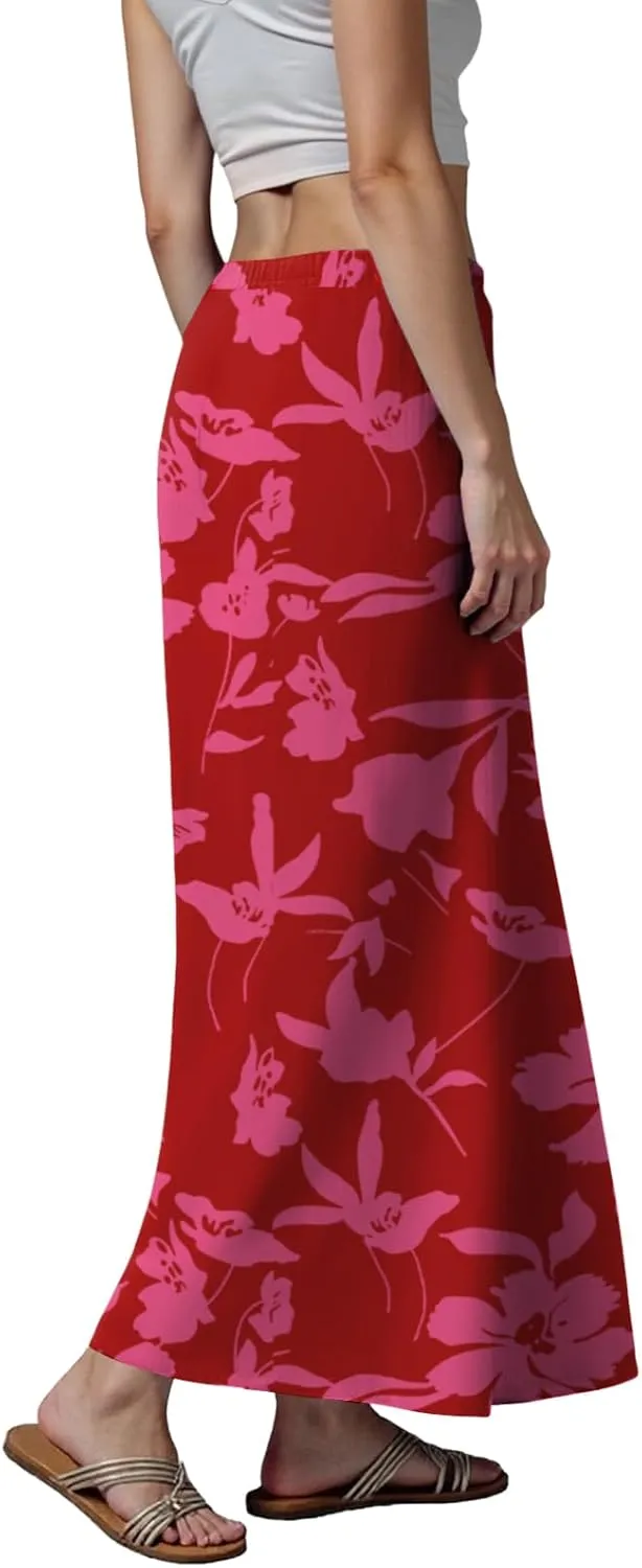cooki Linen Maxi Skirts for Women Trendy 2025 Summer Comfy Linen Cotton Drawstring Low Waist Vacation Boho Flowy Long Skirts