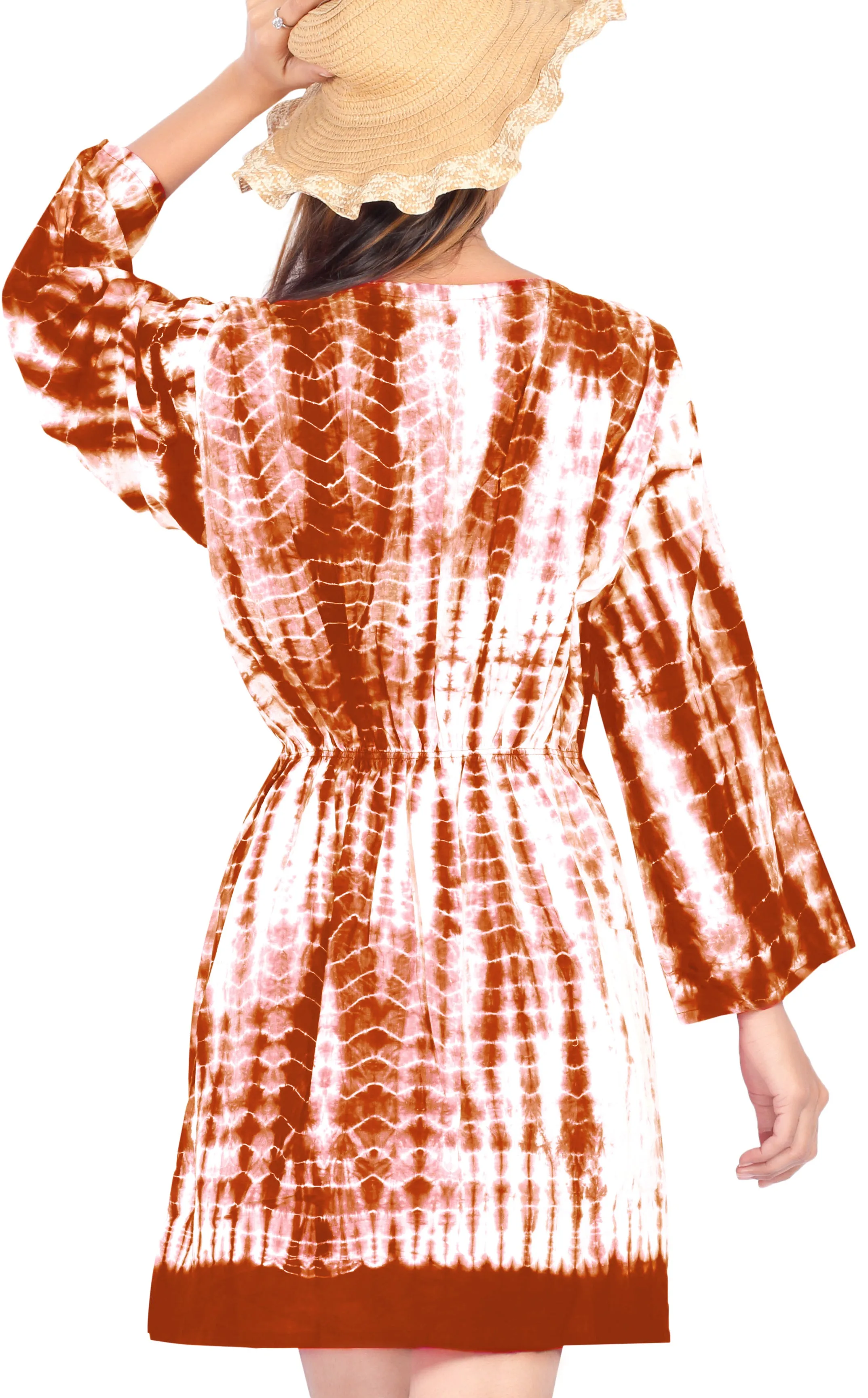 Cover up Cruise Tunic Top Resort Wear Cotton Caftan Beachwear Swimsuit Orange