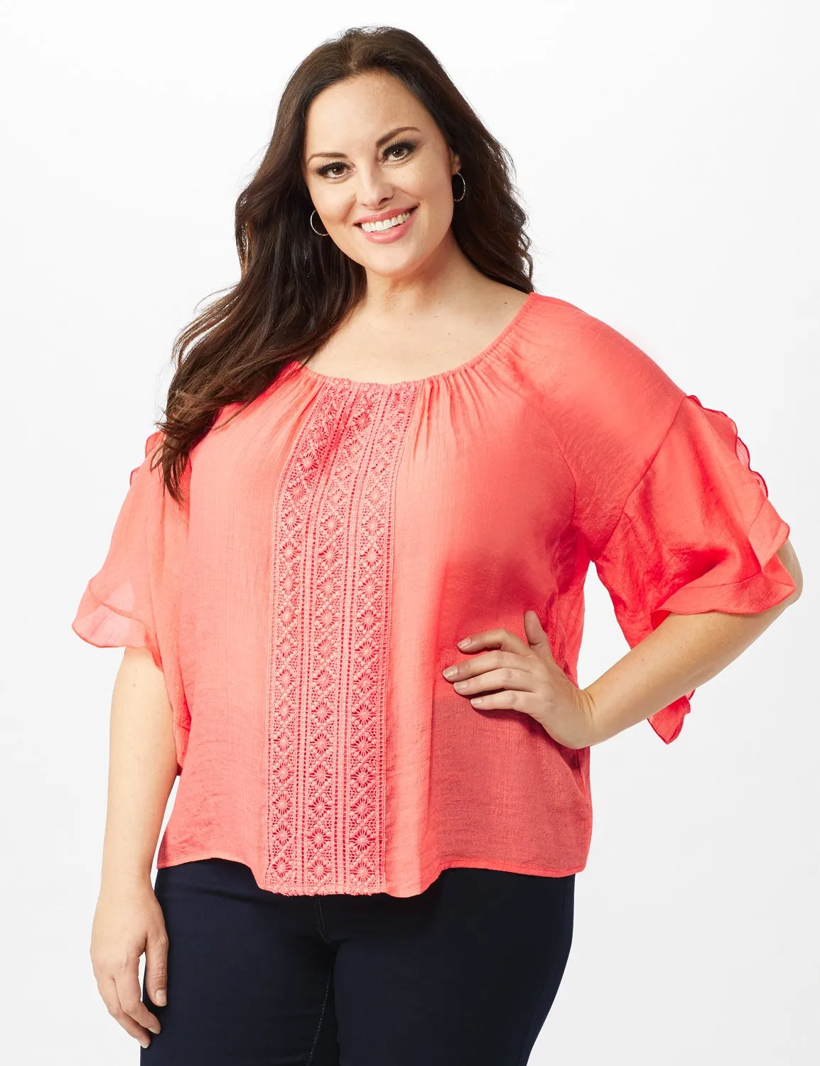 Crochet Trim  Off The Shoulder Textured Top