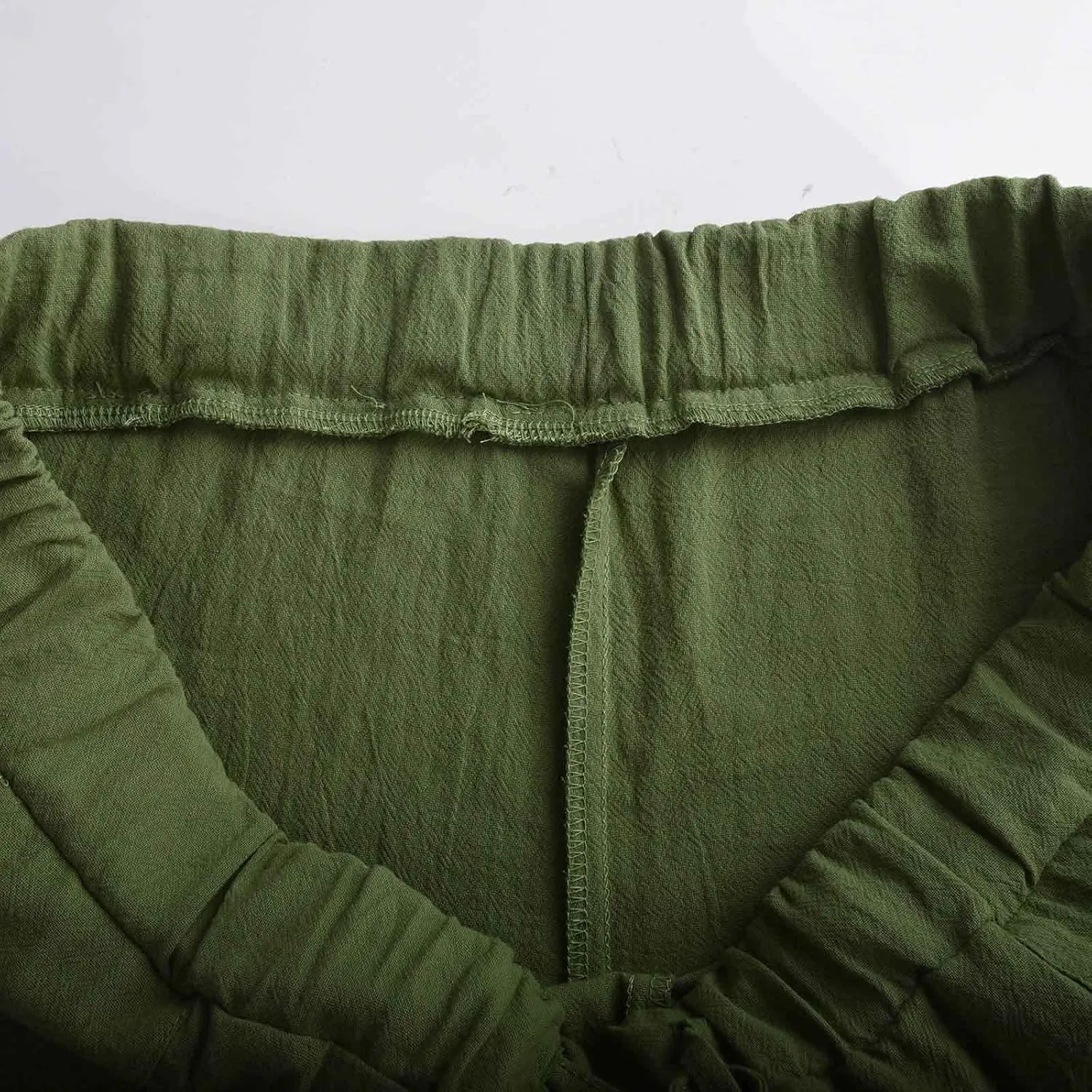 Dgoopd Men's Cotton Linen Pants Casual Elastic Waist Drawstring Pants Straight Leg Yoga Pants Lightweight Summer Beach Pants