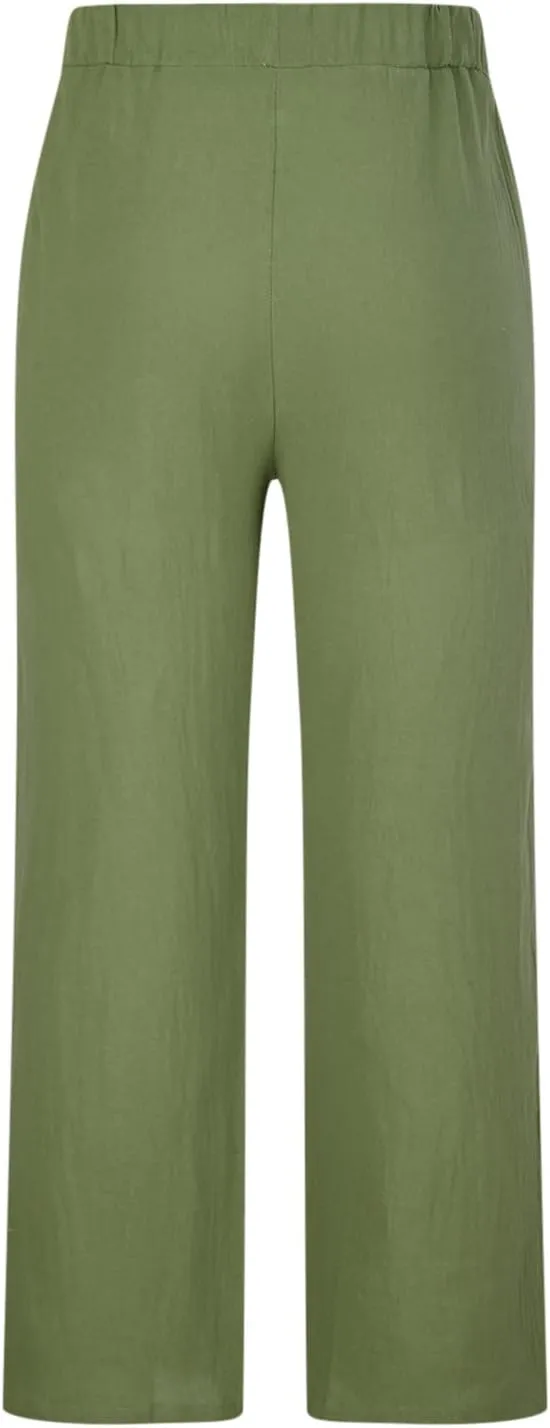 Dgoopd Men's Cotton Linen Pants Casual Elastic Waist Drawstring Pants Straight Leg Yoga Pants Lightweight Summer Beach Pants