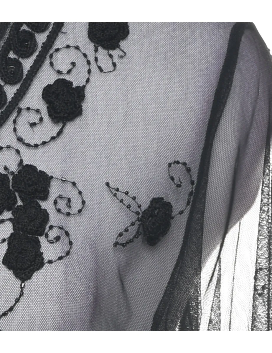 Embroidered Sheer Evening Jacket - M