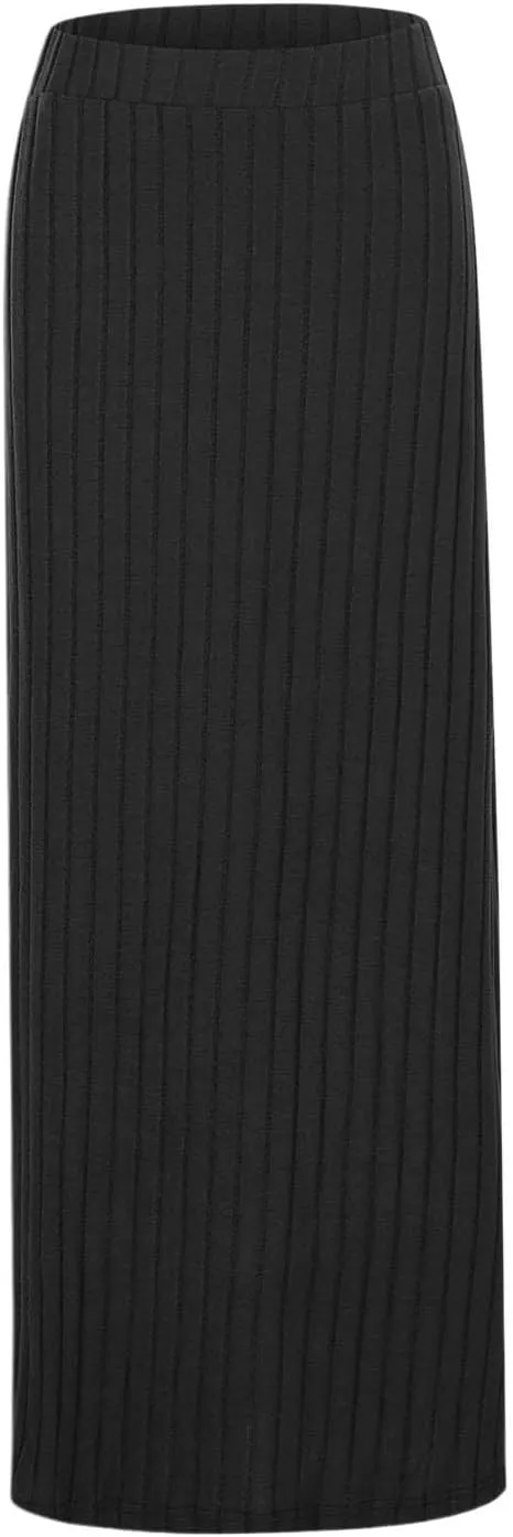 High Waisted Skirts for Women Tummy Control Split Solid Slim Fit Casual Long Skirts for Going Out Vacation Clothes