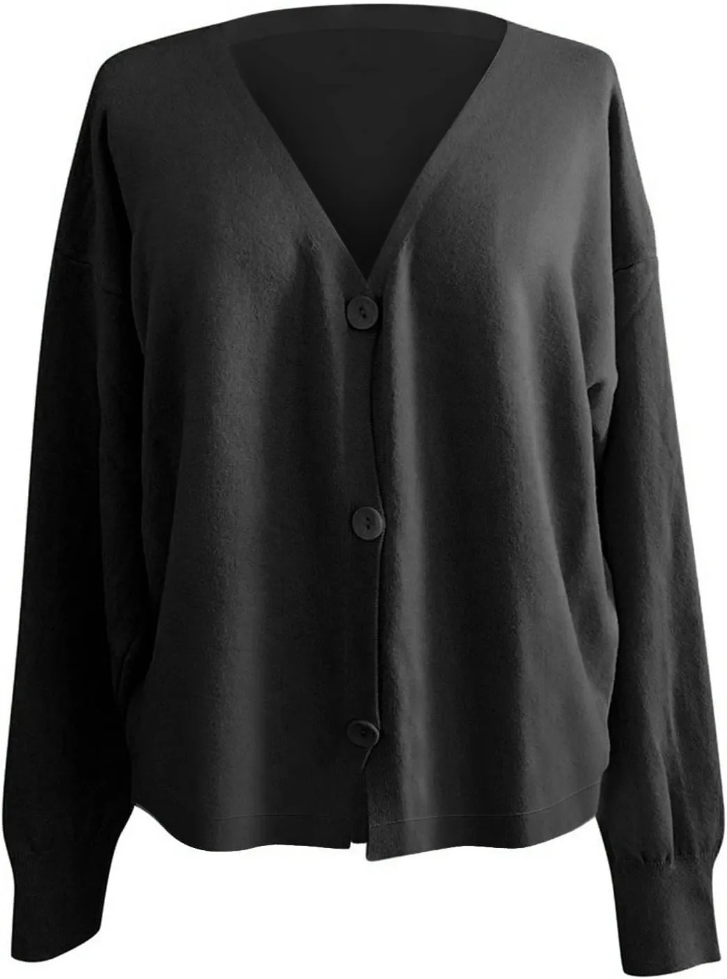 iLH 2024 Fall Open Front Cardigan for Women Loose Chunky Knitted Sweater V Neck Button Down Outwear Solid Casual Jacket