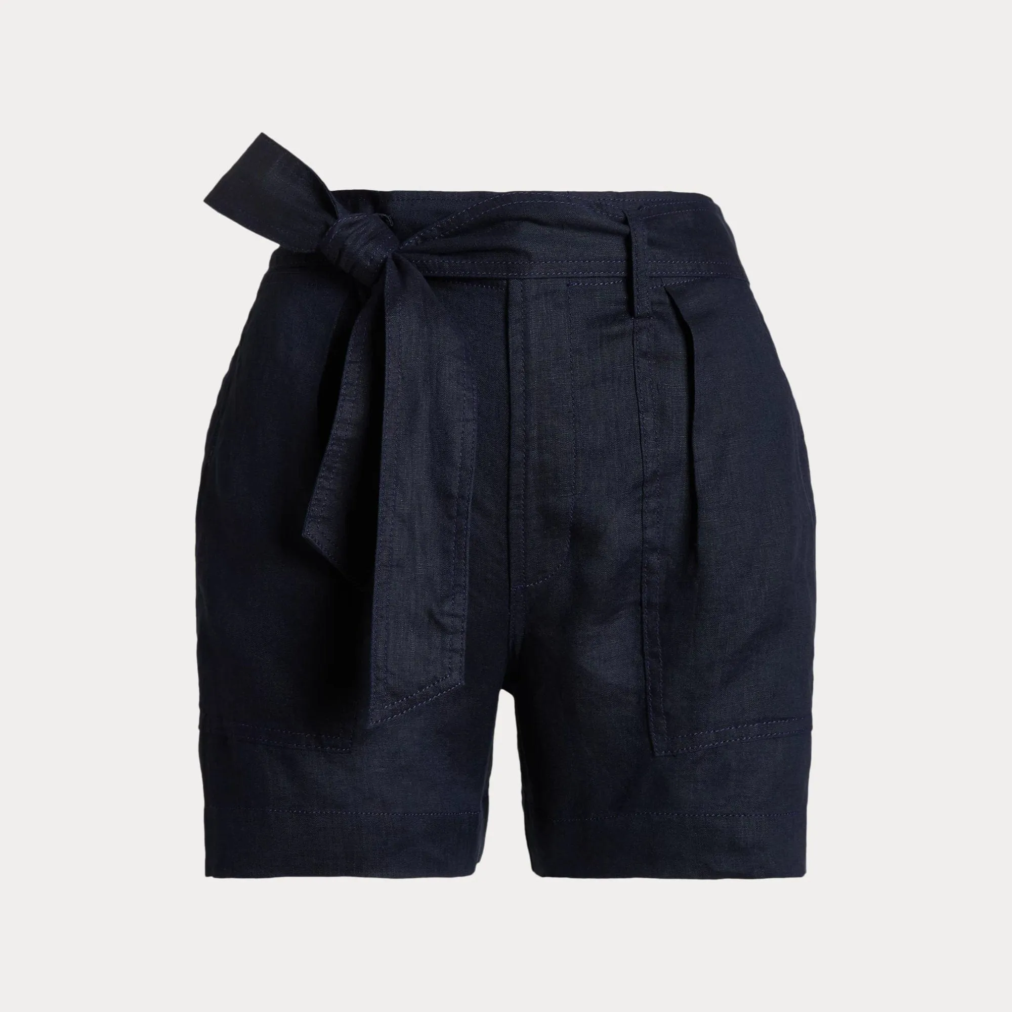 Lauren Ralph Lauren Belted Linen Short in Lauren Navy