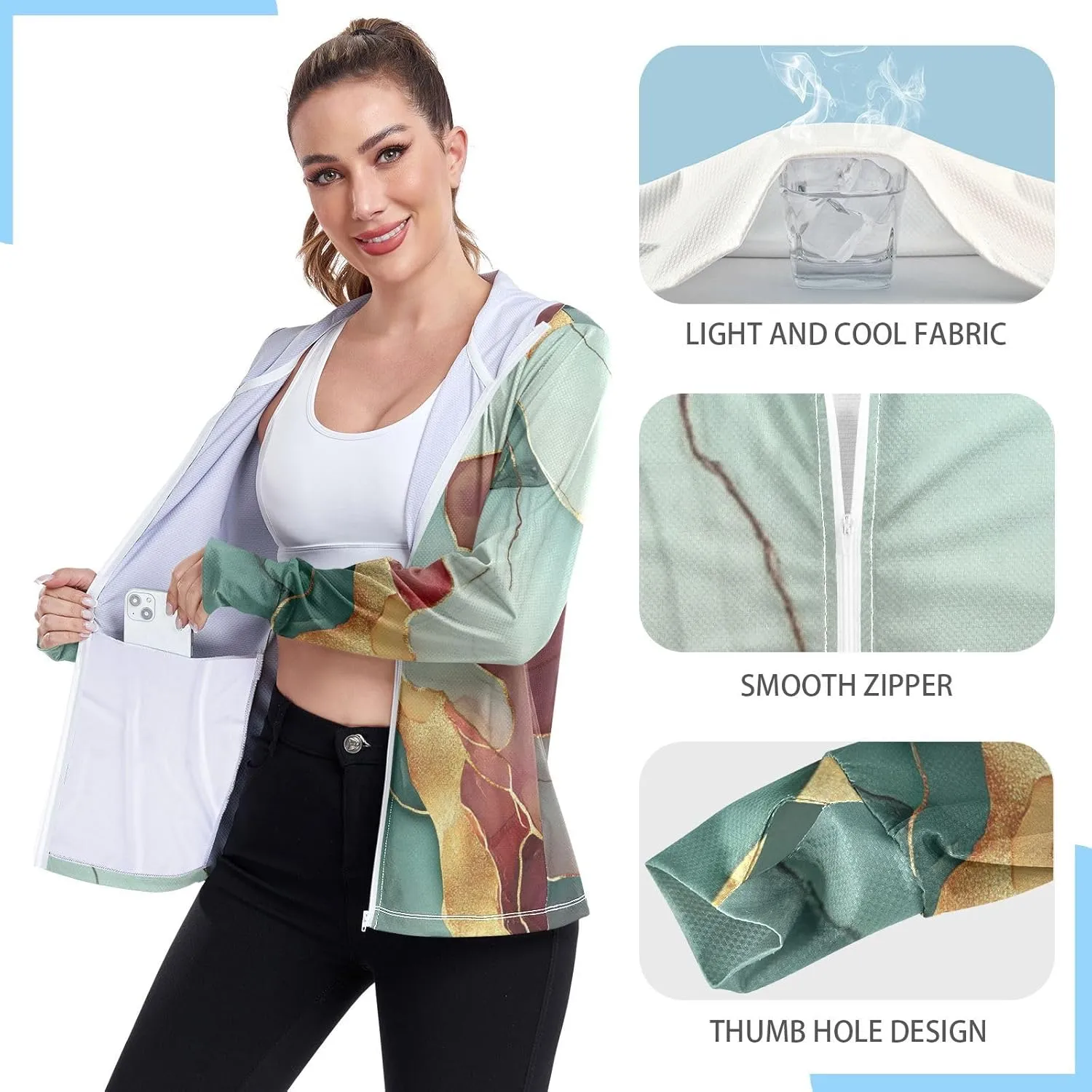 Lightweight Zip Up Hoodie Women Quick Dry Cool Shirts For Women UPF 50  Protection Light Sweatshirt Hiking Outdoor