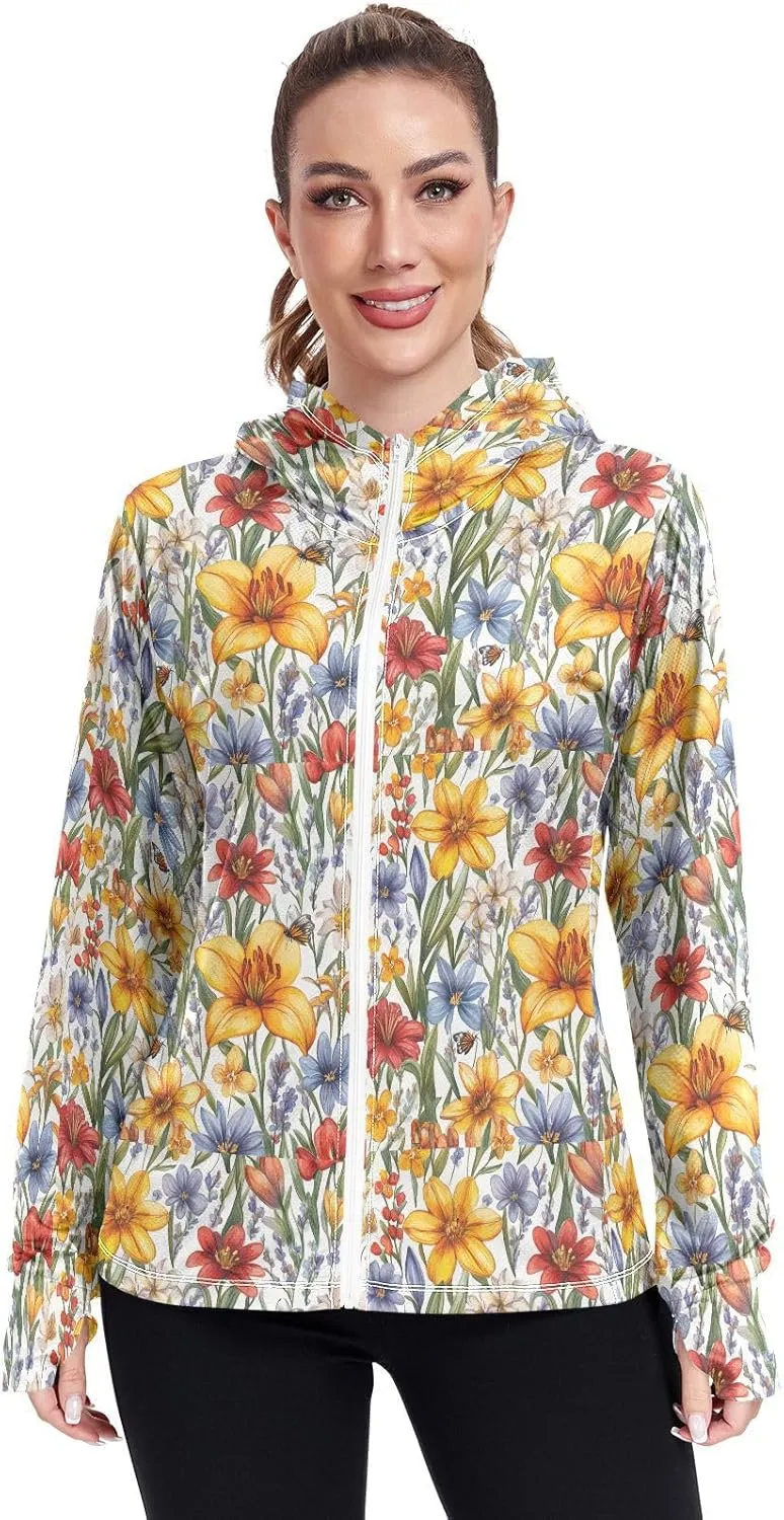 Lightweight Zip Up Hoodie Women Quick Dry Cool Shirts For Women UPF 50  Protection Light Sweatshirt Hiking Outdoor