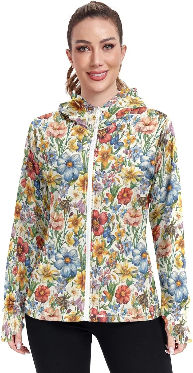 Lightweight Zip Up Hoodie Women Quick Dry Cool Shirts For Women UPF 50  Protection Light Sweatshirt Hiking Outdoor