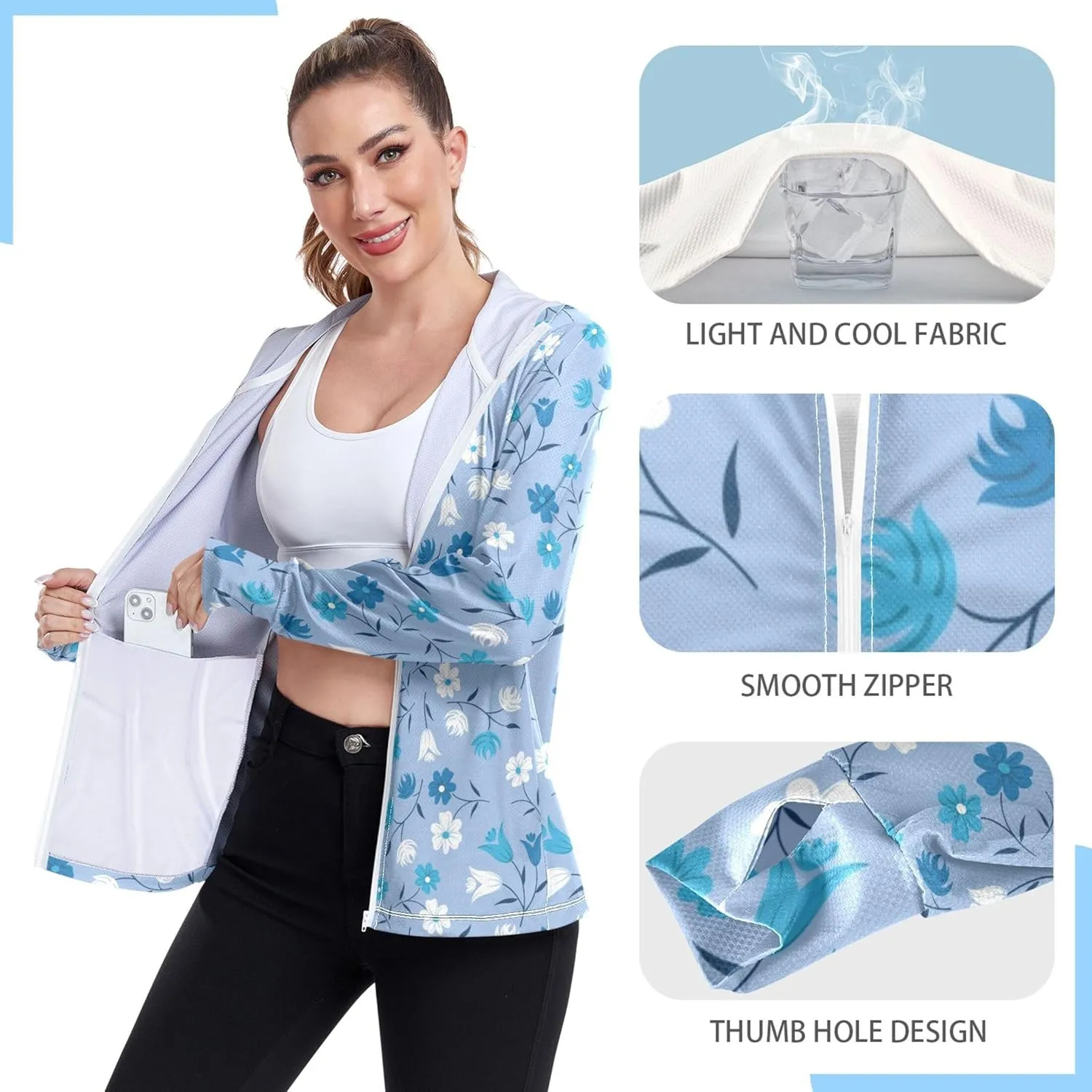 linqin Light Hoodies For Women Lightweight Swim Shirts UPF 50  Protection Sweatshirt Women Athletic Jacket