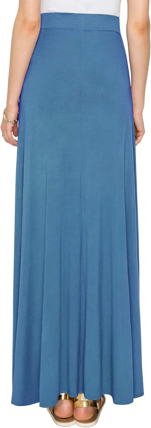 Lock and Love Women's Casual Comfy Stylish High Waist Flare Long Maxi Skirt – Available in Print & Solid Options