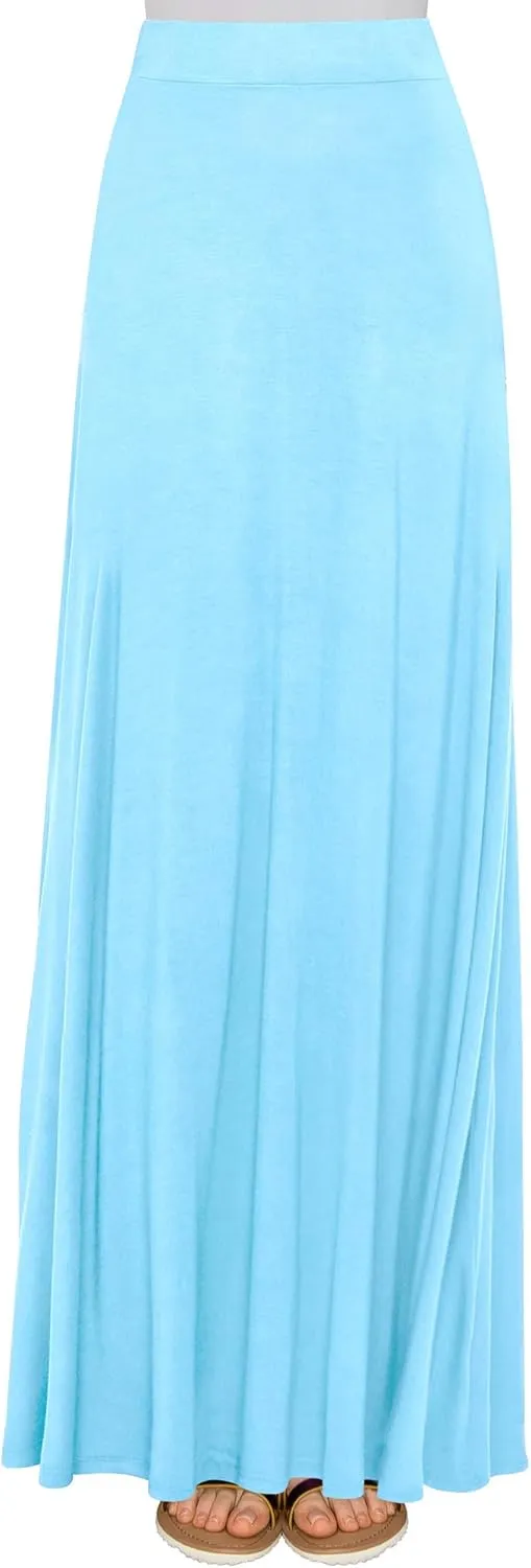 Lock and Love Women's Casual Comfy Stylish High Waist Flare Long Maxi Skirt – Available in Print & Solid Options