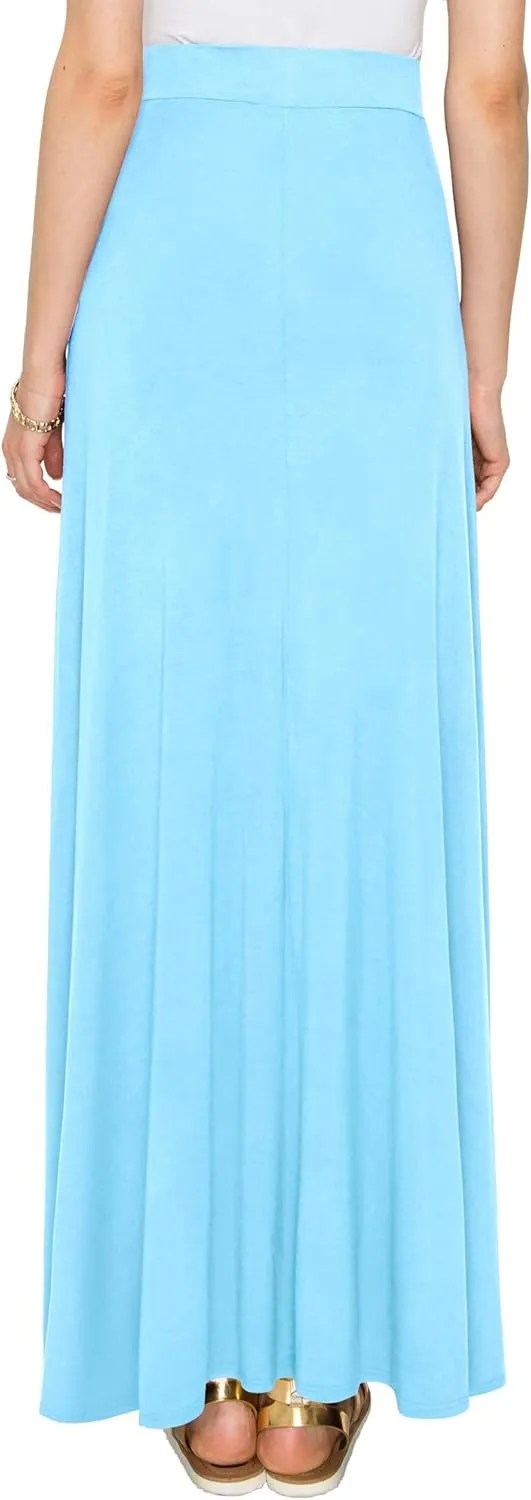 Lock and Love Women's Casual Comfy Stylish High Waist Flare Long Maxi Skirt – Available in Print & Solid Options