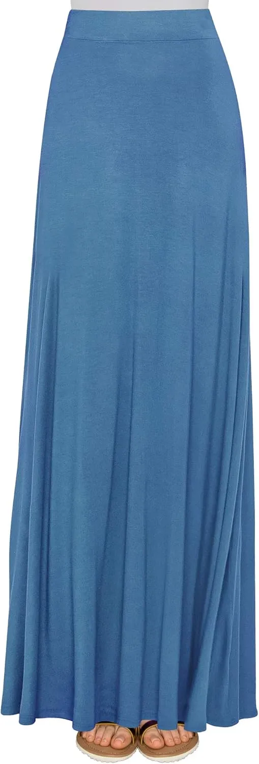 Lock and Love Women's Casual Comfy Stylish High Waist Flare Long Maxi Skirt – Available in Print & Solid Options