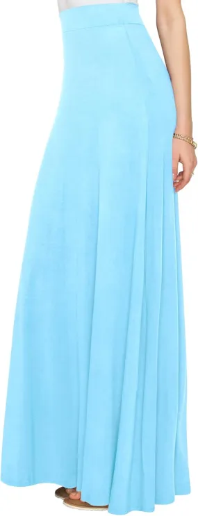 Lock and Love Women's Casual Comfy Stylish High Waist Flare Long Maxi Skirt – Available in Print & Solid Options