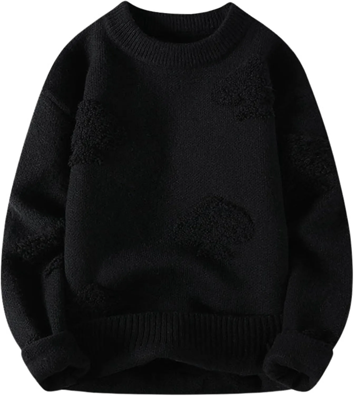Men's Cable Knit Pullover Sweater Classic Solid Colors Crewneck Sweater Soft Casual Sweaters with Ribbing Edge