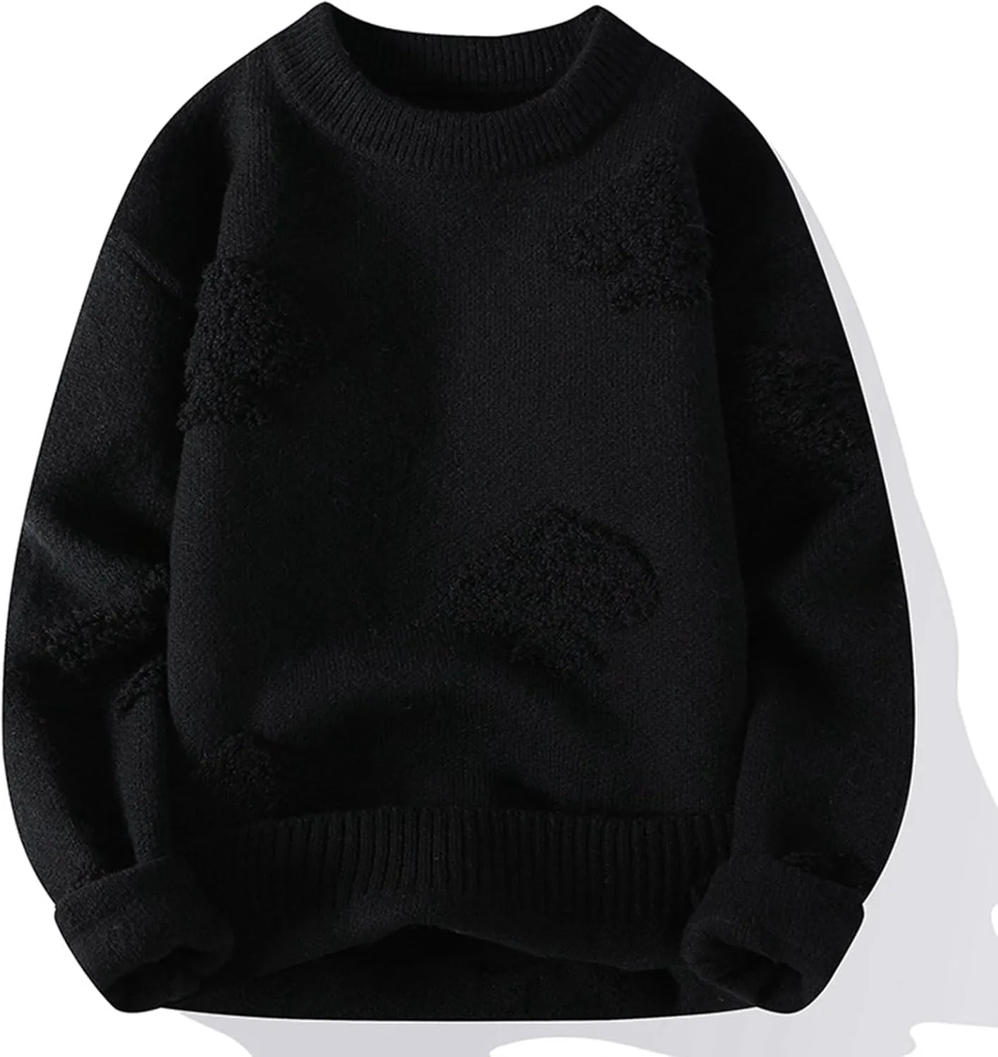 Men's Cable Knit Pullover Sweater Classic Solid Colors Crewneck Sweater Soft Casual Sweaters with Ribbing Edge
