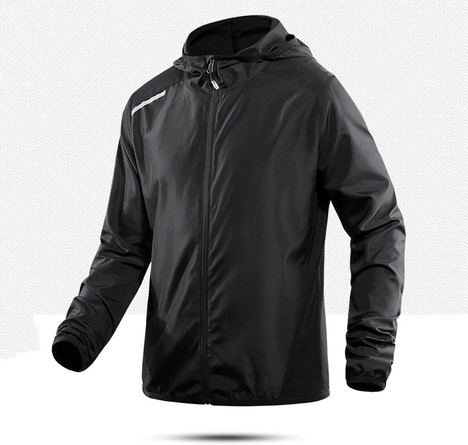 Men's Full Zip Hooded Light Jacket Sun Protection Quick Dry Outdoor Hiking Fishing Shirts Mesh Breathable Cool Shirts
