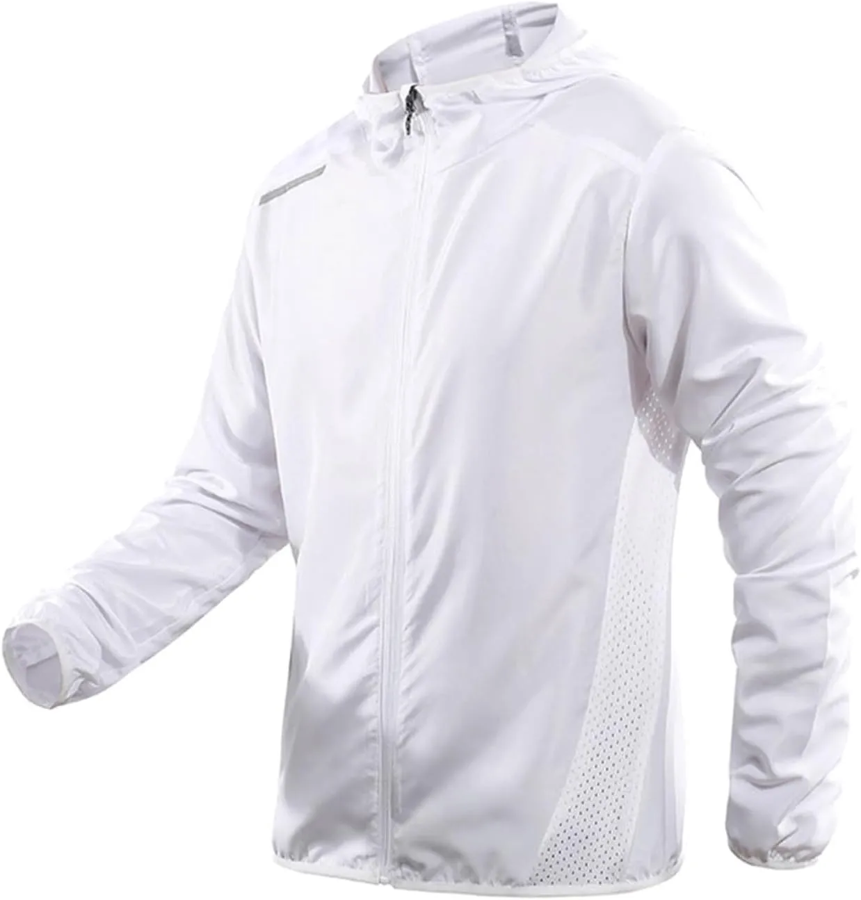 Men's Full Zip Hooded Light Jacket Sun Protection Quick Dry Outdoor Hiking Fishing Shirts Mesh Breathable Cool Shirts