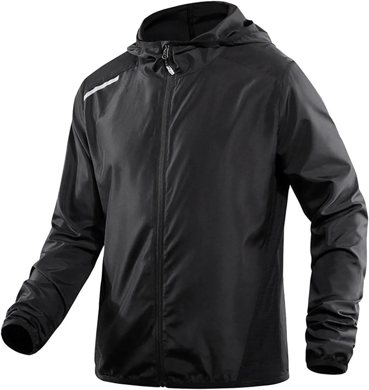 Men's Full Zip Hooded Light Jacket Sun Protection Quick Dry Outdoor Hiking Fishing Shirts Mesh Breathable Cool Shirts