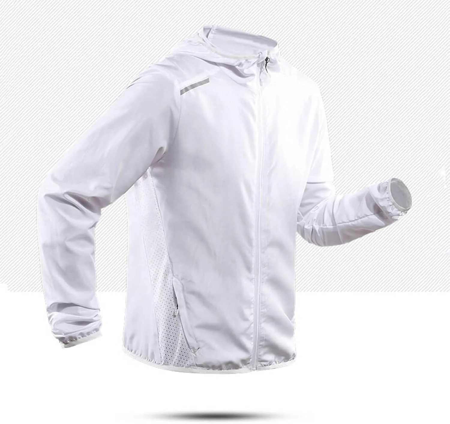 Men's Full Zip Hooded Light Jacket Sun Protection Quick Dry Outdoor Hiking Fishing Shirts Mesh Breathable Cool Shirts