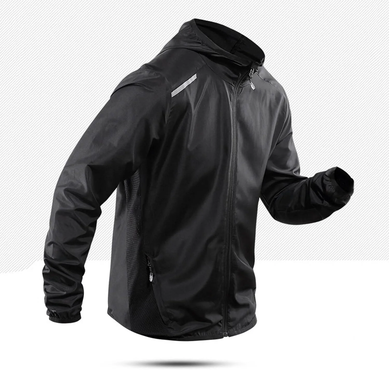 Men's Full Zip Hooded Light Jacket Sun Protection Quick Dry Outdoor Hiking Fishing Shirts Mesh Breathable Cool Shirts