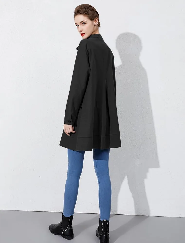 Minibee Women's Oversized Button Down Shirts Long Sleeve Cotton Linen Light Blouse Jacket With Pockets