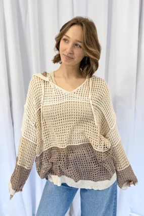 Oversized Hooded Open Knit Top