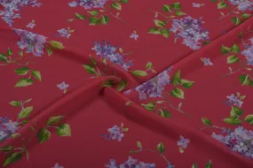 Plum Red Printed Georgette Fabric