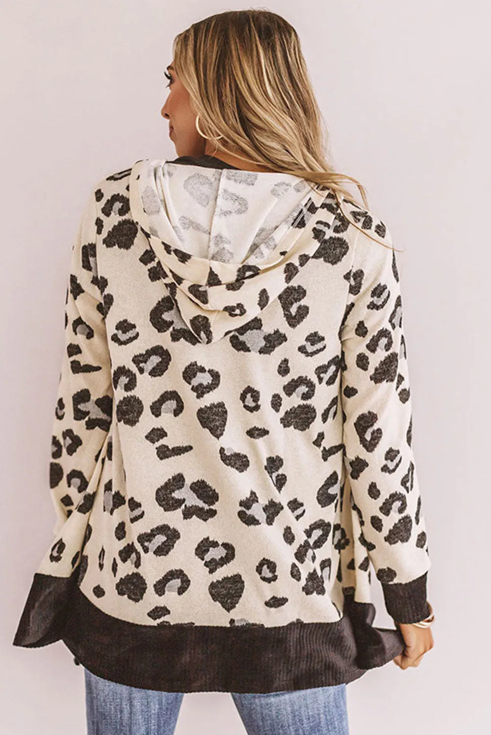Print Hooded Open Front Cardigan