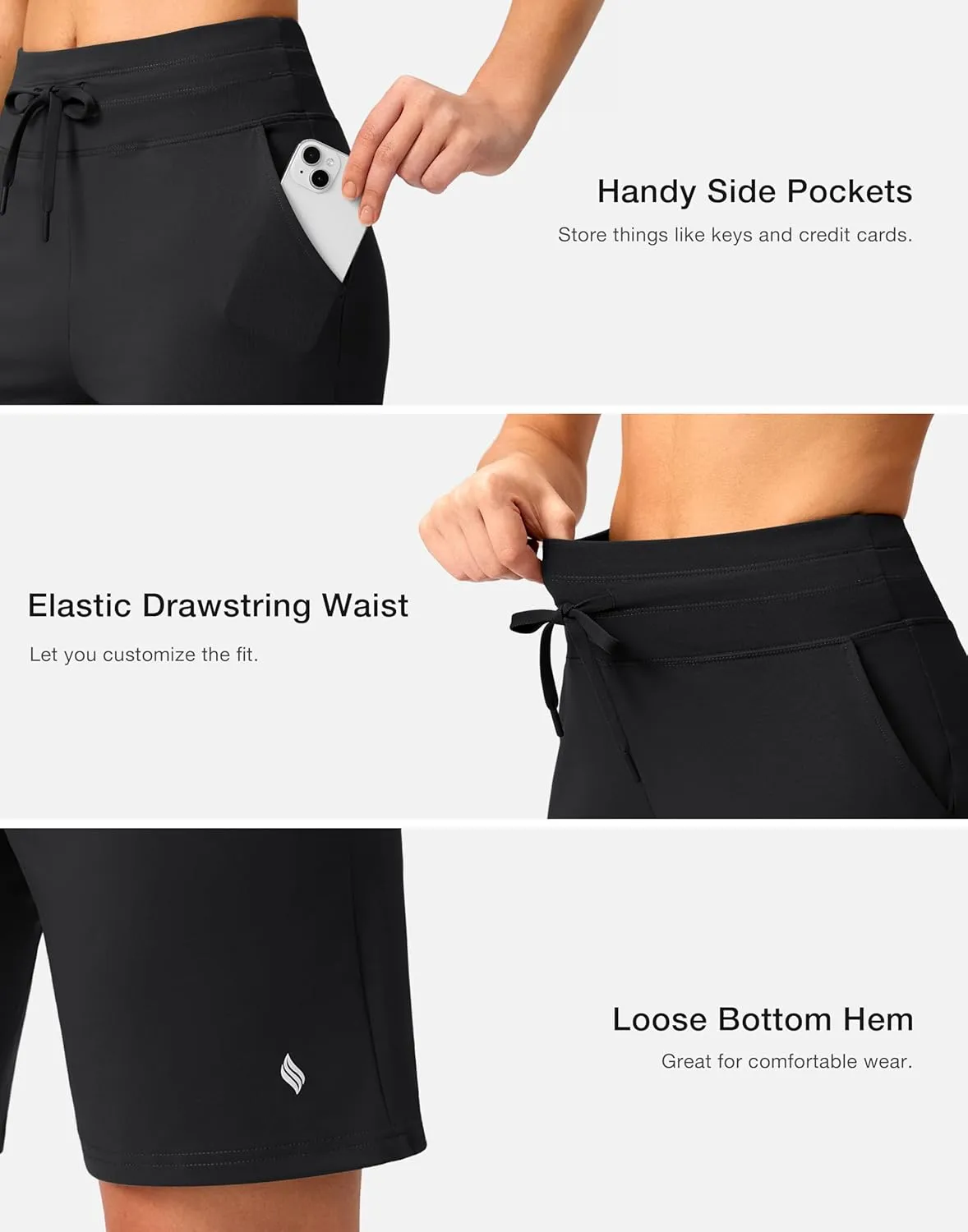 SANTINY Women's 7'' Athletic Long Shorts with Pockets High Waisted Running Workout Bermuda Shorts for Women Walking Casual
