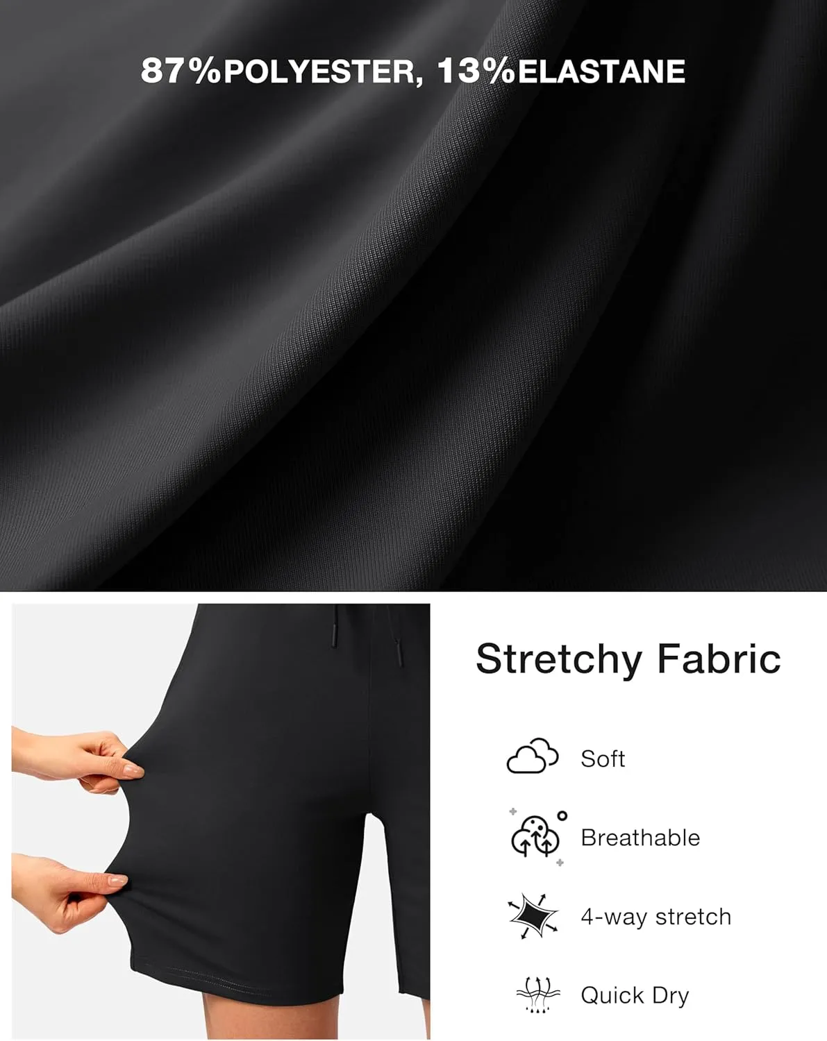 SANTINY Women's 7'' Athletic Long Shorts with Pockets High Waisted Running Workout Bermuda Shorts for Women Walking Casual