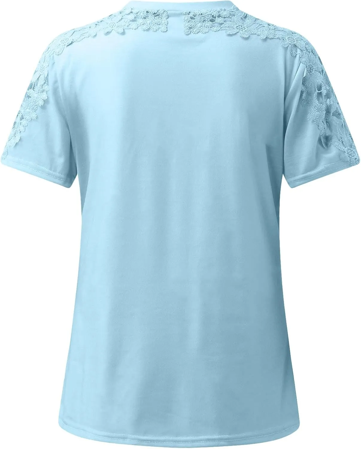 SMIDOW Boho Lace Crochet Short Sleeve Tops for Women Sexy Elegant Summer t Shirt Solid Dressy Casual Blouse Plus Size