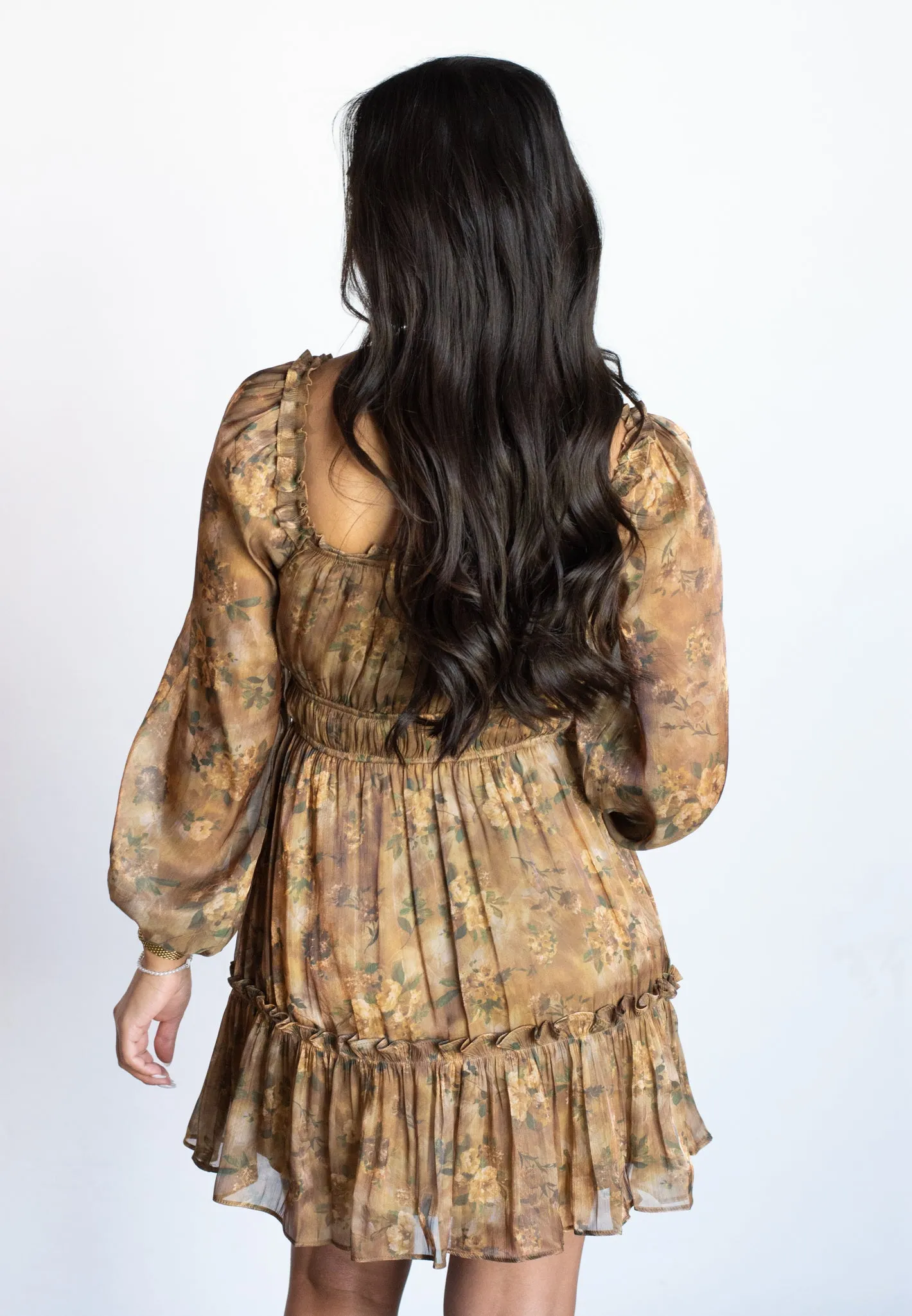 Soft Moments Brown Floral Mini Dress
