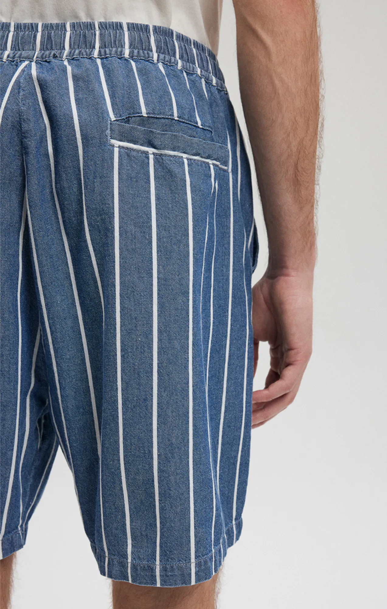 STRIPED SHORTS IN INDIGO