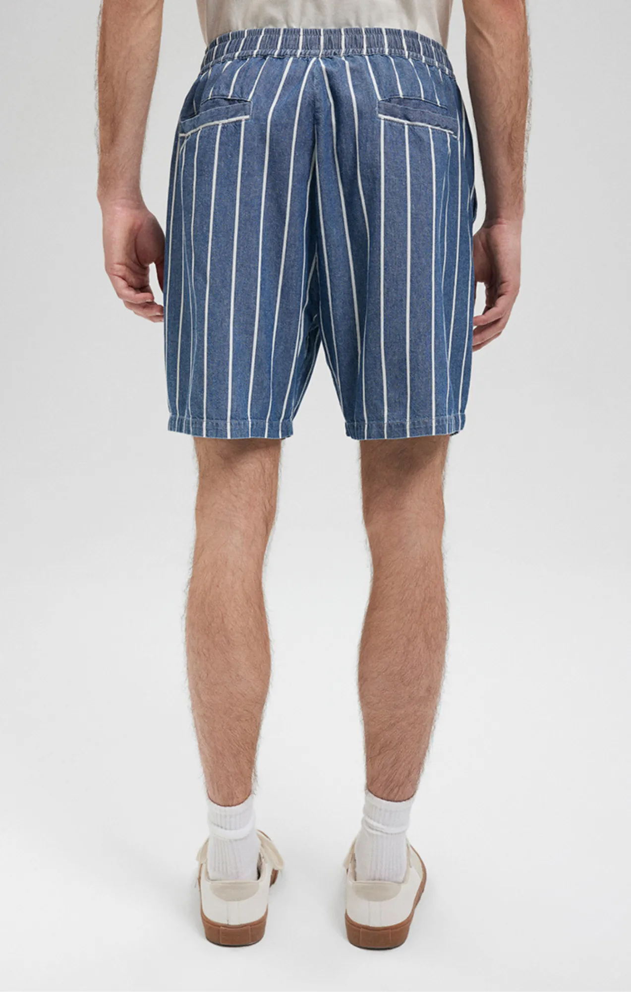STRIPED SHORTS IN INDIGO