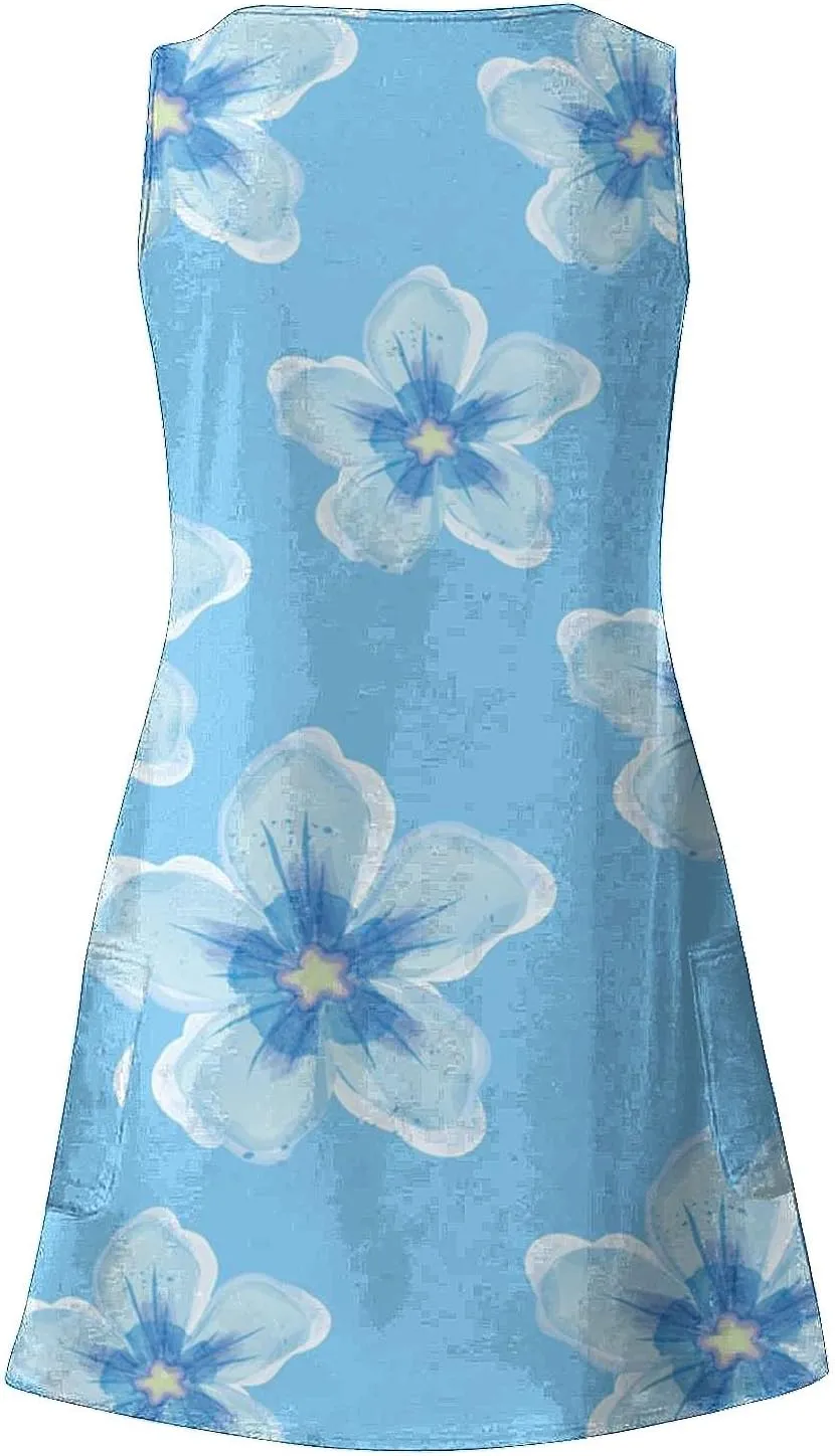 Summer Dresses for Women 2025 Casual V Neck Sleeveless Sundresses Boho Tank Dress Floral Printed Beach Dresses