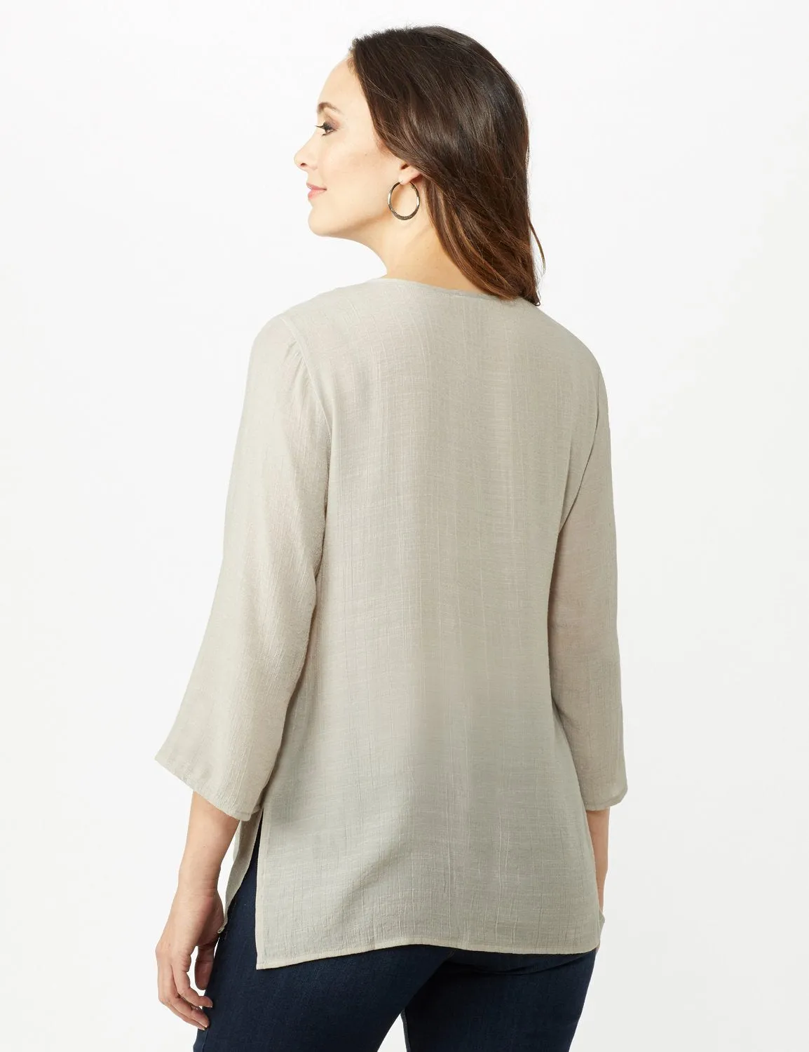 Textured Tunic Embroidered Blouse