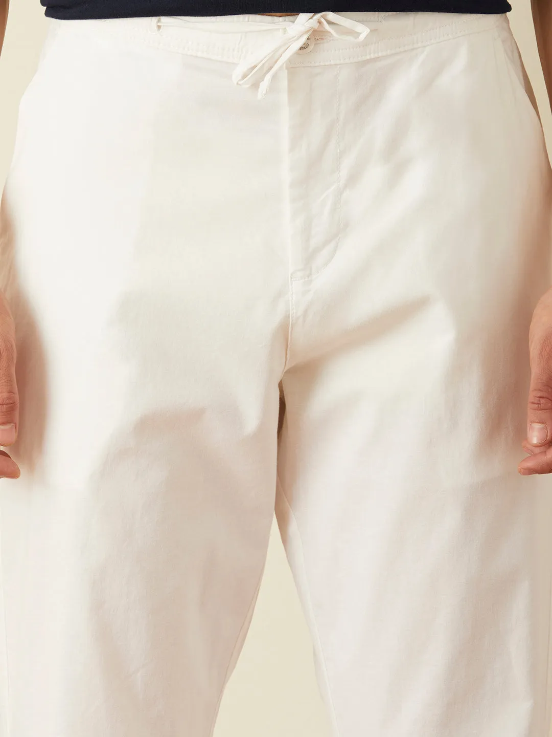 White Plain Loose Pants