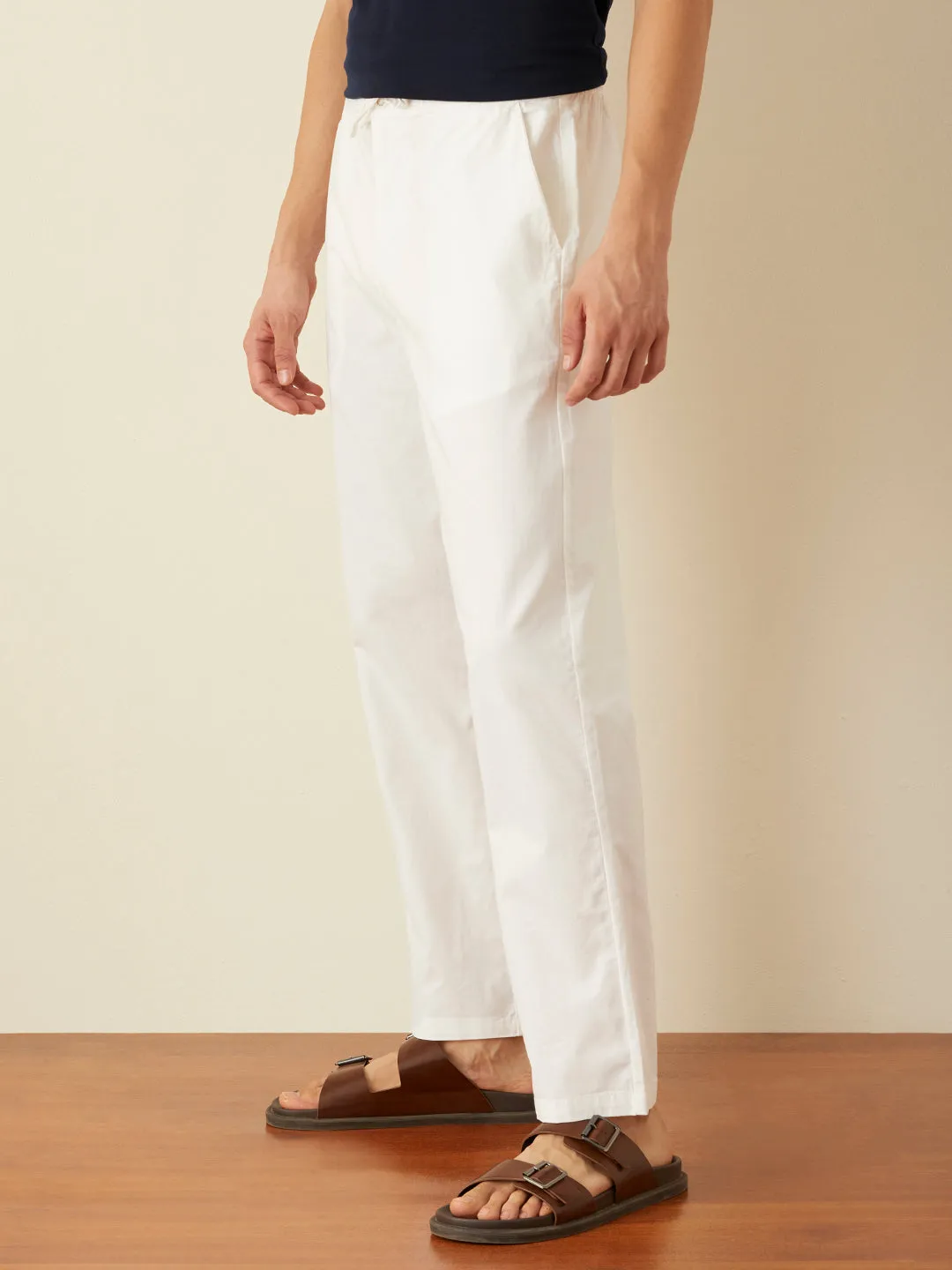 White Plain Loose Pants