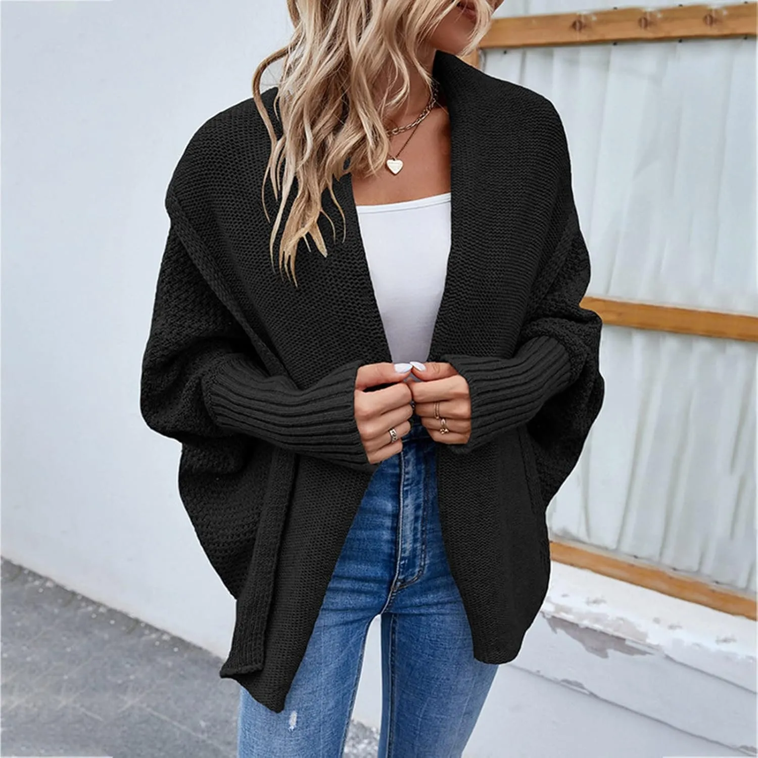 Women S Open Front Cardigan Long Sleeve Knitted Soft Sweater Loose Lightweight Slouchy Coat Outwear Woman Long