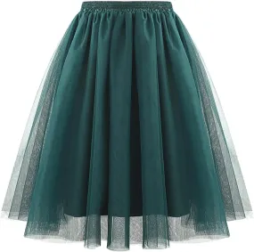 Women's Beach Vacation Clothes Summer Casual Loose Trendy Elastic High Waist Solid Color Party Dance Skirts, S-2XL