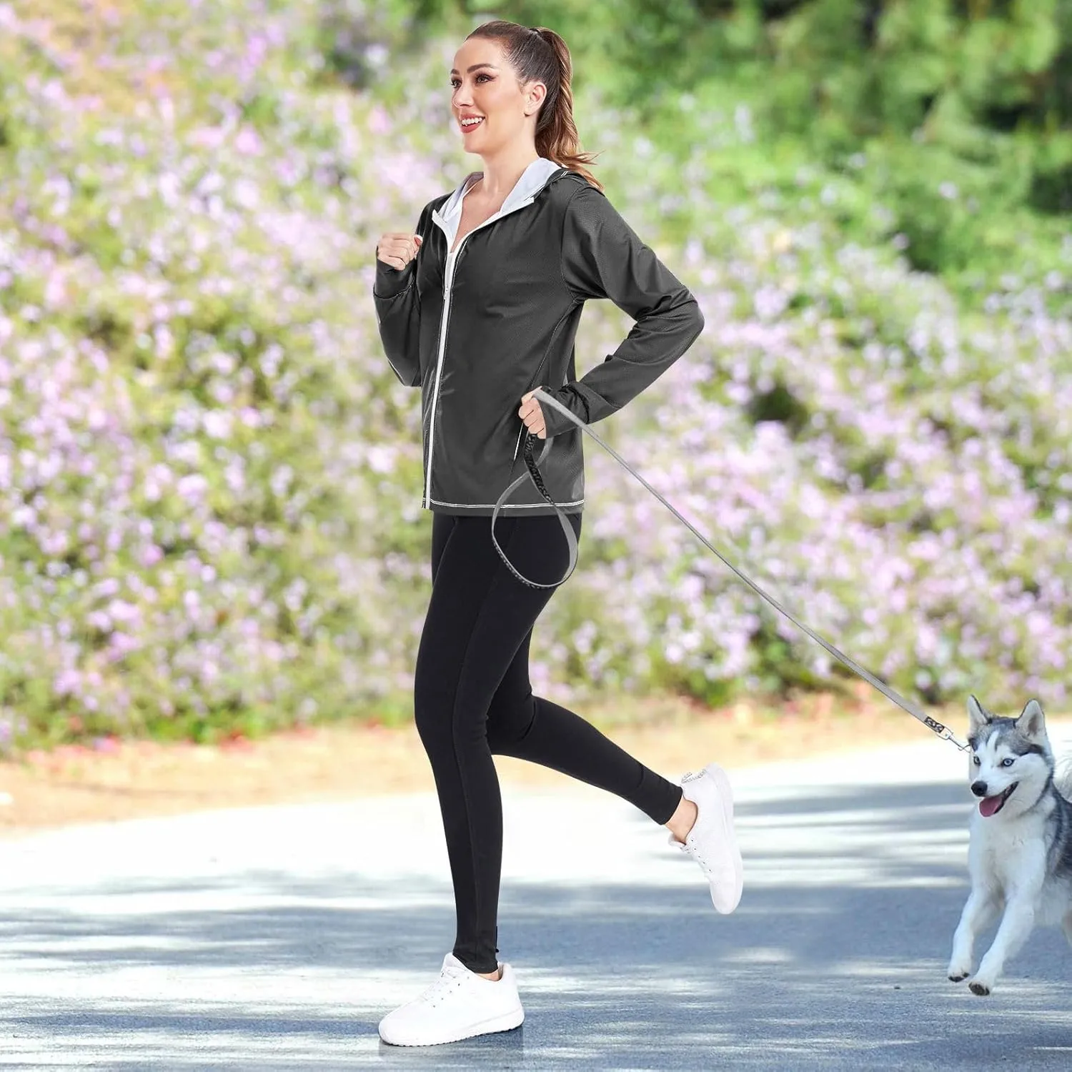 Womens Lightweight Hoodie Long Sleeve Sun Shirts UPF 50  Protection Light Sweatshirt Hiking Outdoor